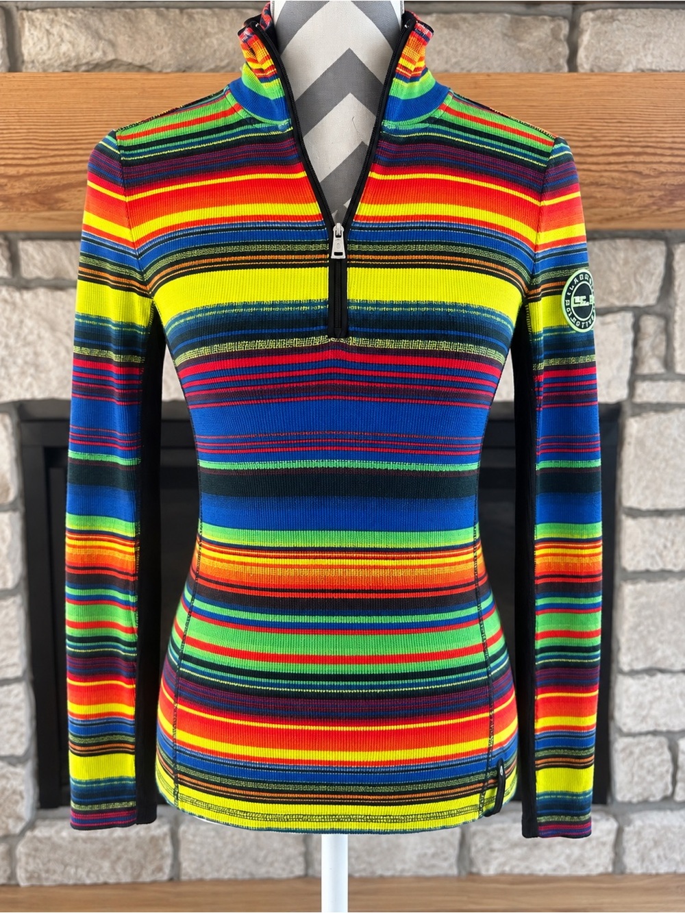 Lauren Ralph Lauren Active 1/4 Zip Pullover Sweater Women’s Multicolor Stripe SM